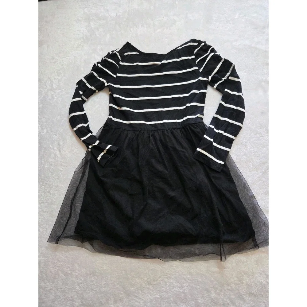 389 Girls L 10/12 Black Gold Jack O Lantern Halloween Dress Costume